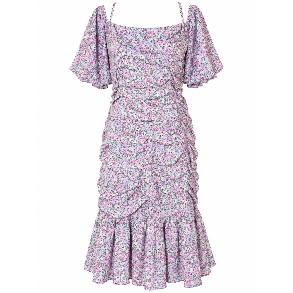 ASTR The Label Size XL Pink Floral Ruched Ruffle Mini Dress Cottagecore Romantic